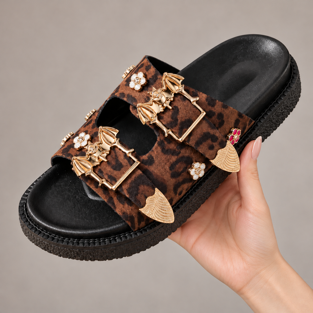 Sienna Leopard Slides