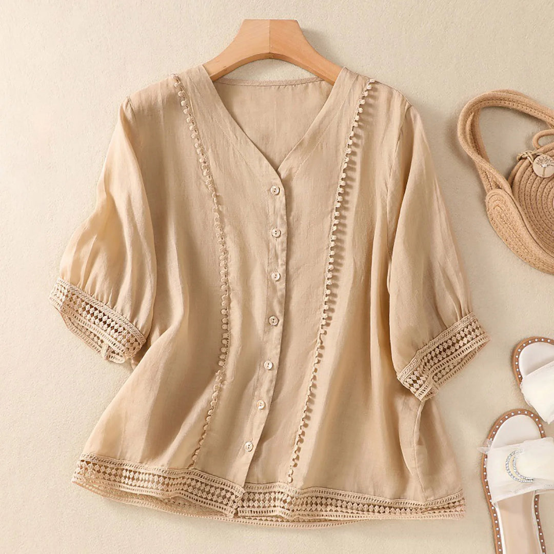 V-Neck Linen Blouse