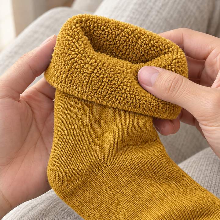 Close-up of the Yellow sock plush terry interior