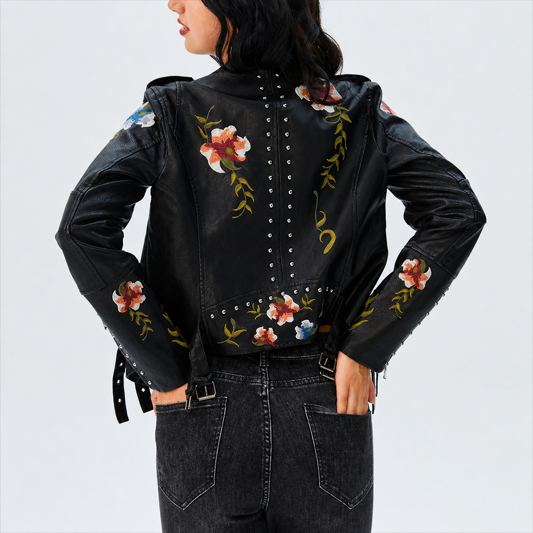 Embroidered Leather Jacket