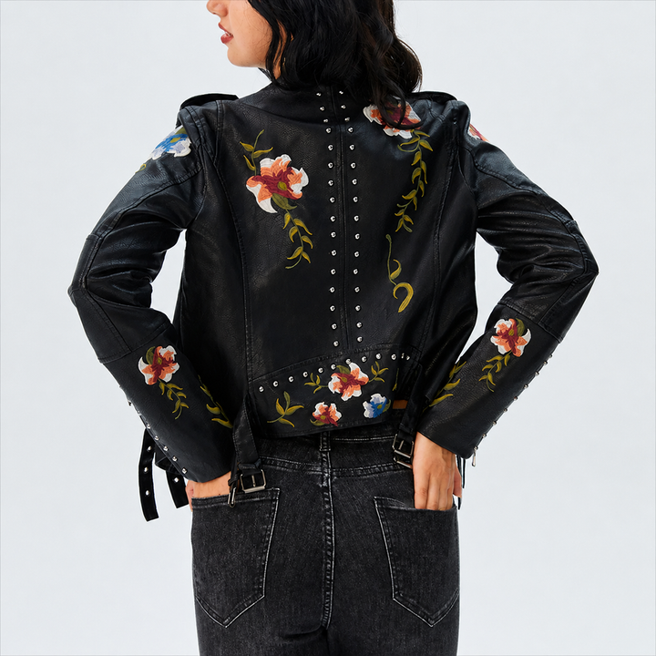 Embroidered Leather Jacket
