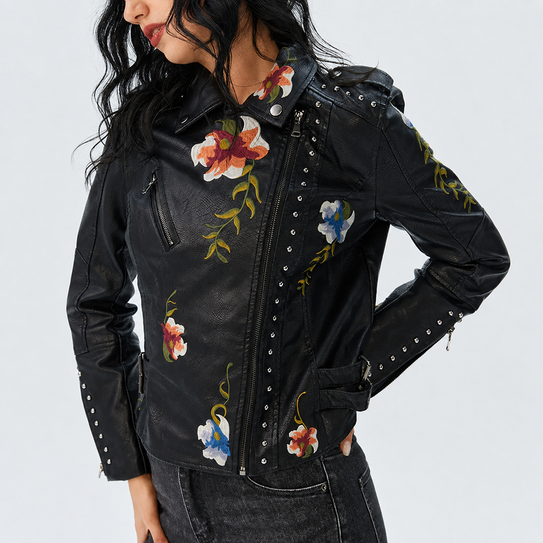 Embroidered Leather Jacket