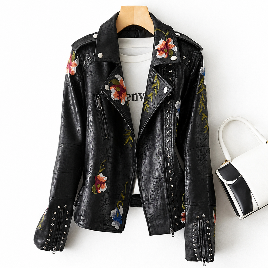 Embroidered Leather Jacket