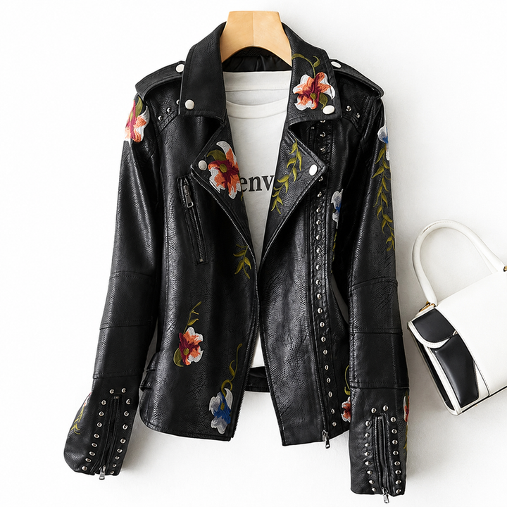 Embroidered Leather Jacket