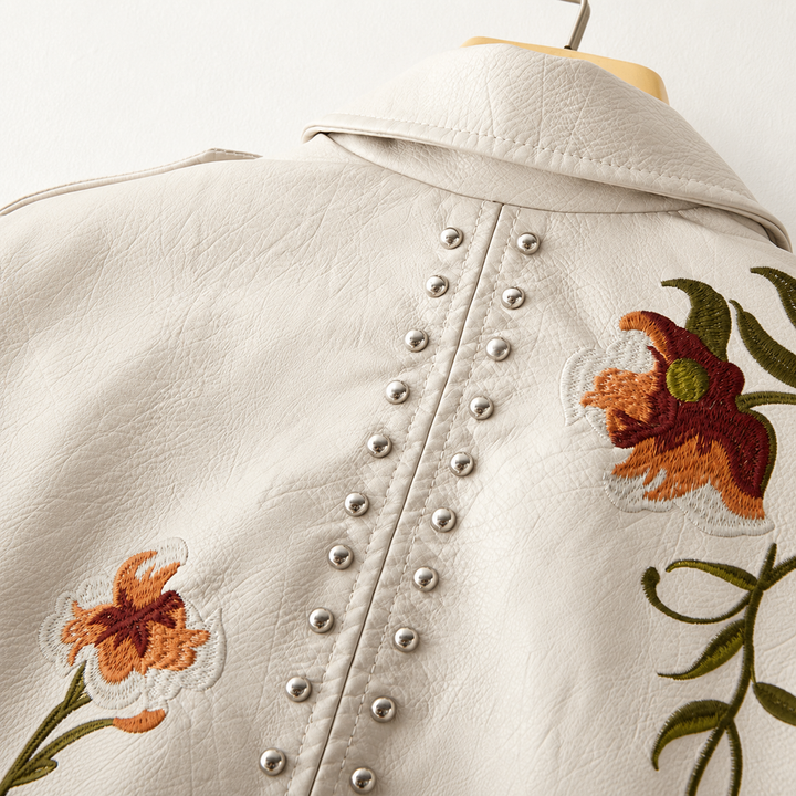 Embroidered Leather Jacket