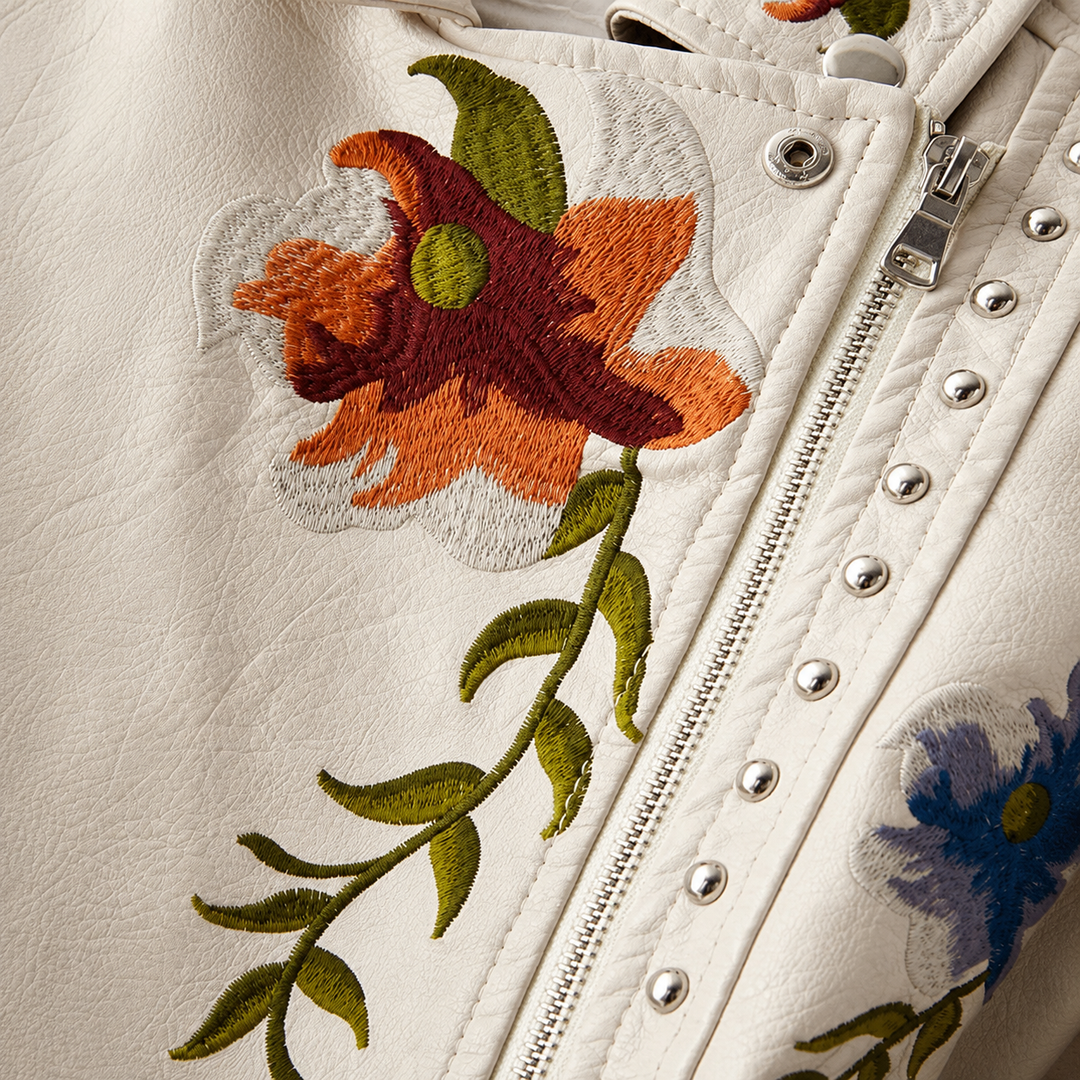 Embroidered Leather Jacket