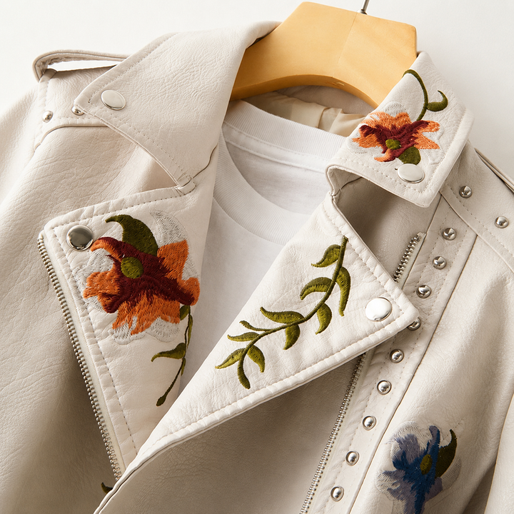 Embroidered Leather Jacket