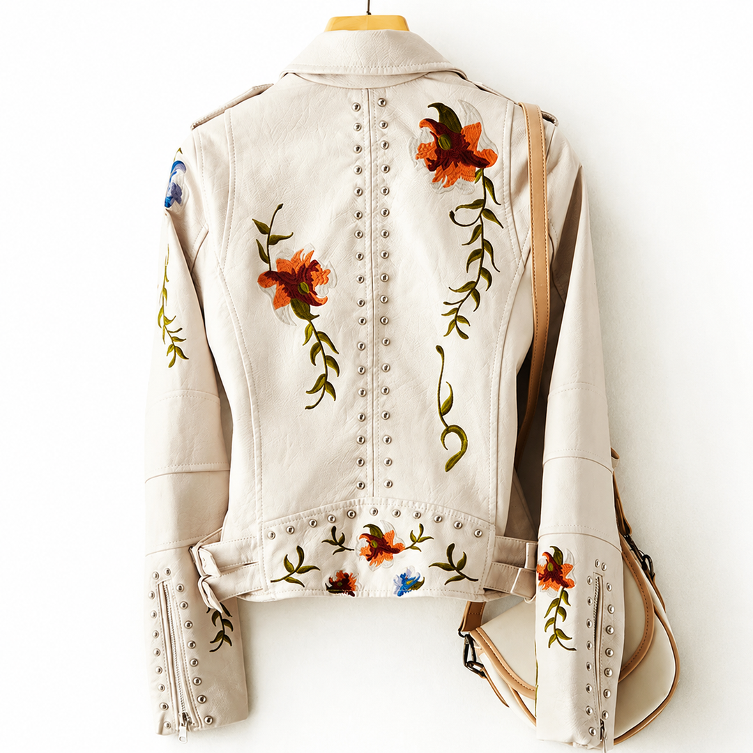 Embroidered Leather Jacket