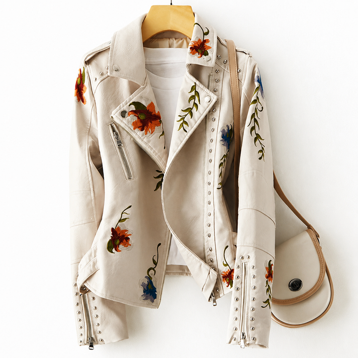 Embroidered Leather Jacket