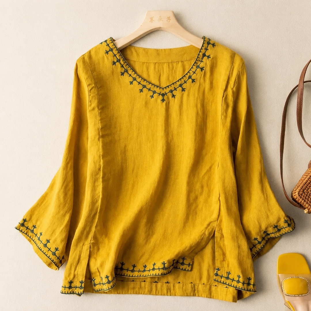 Linen Embroidery Blouse