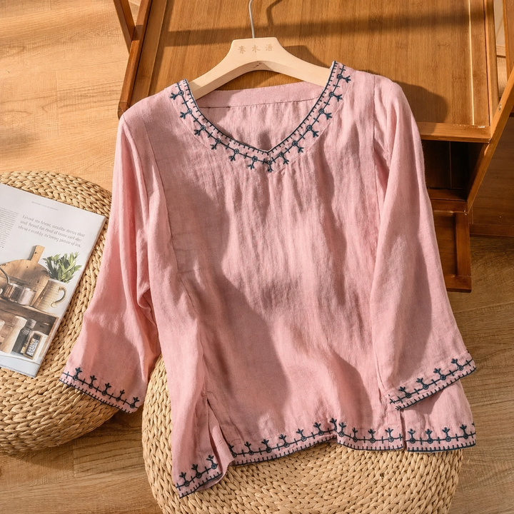 Linen Embroidery Blouse