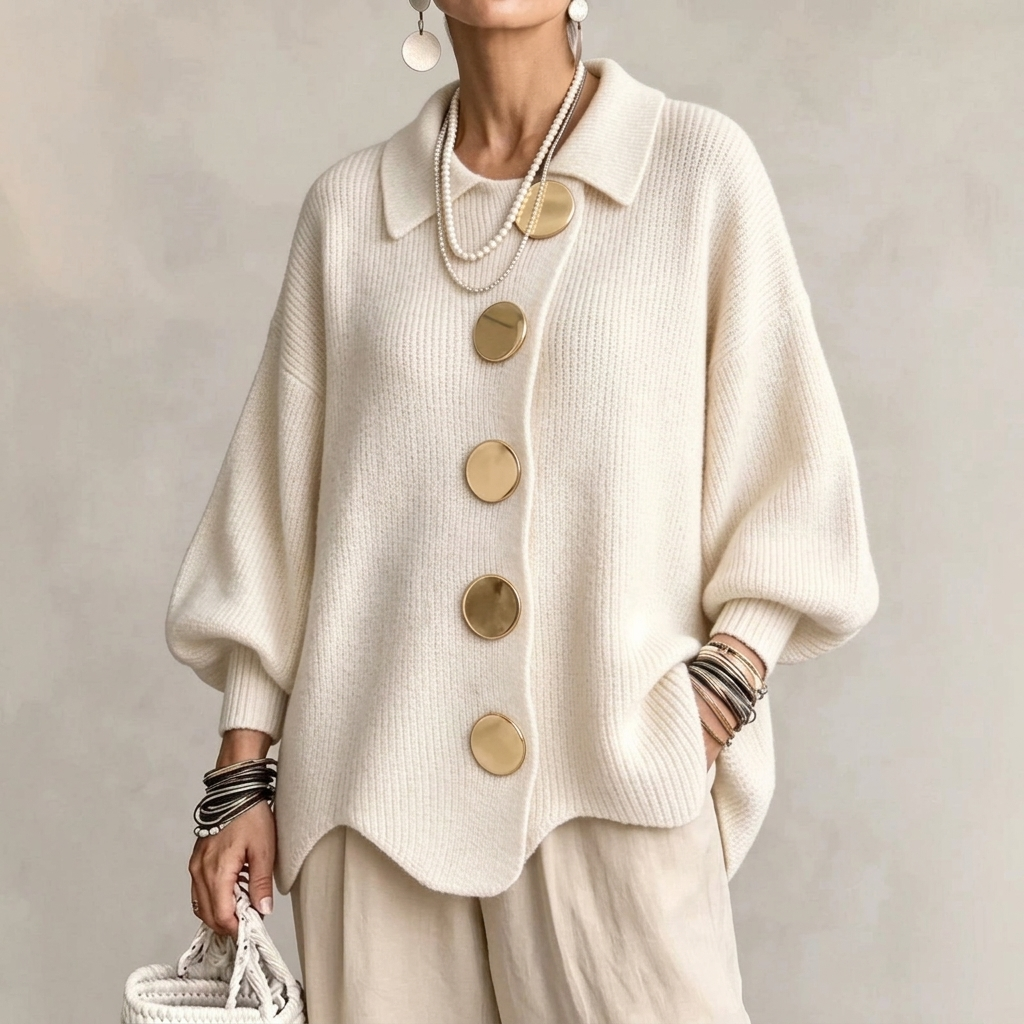 Audrey Gold-Button Cardigan