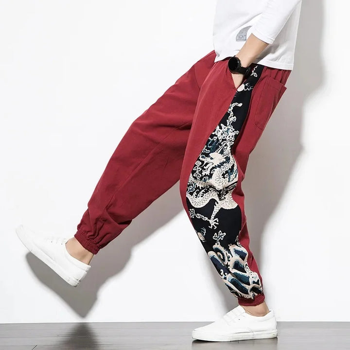 Printed Panel Pants