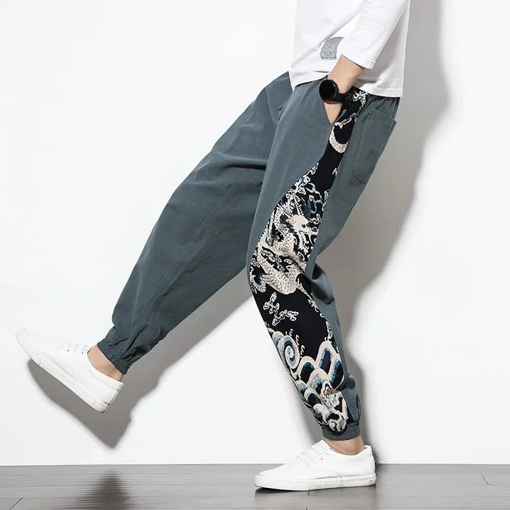 Printed Panel Pants