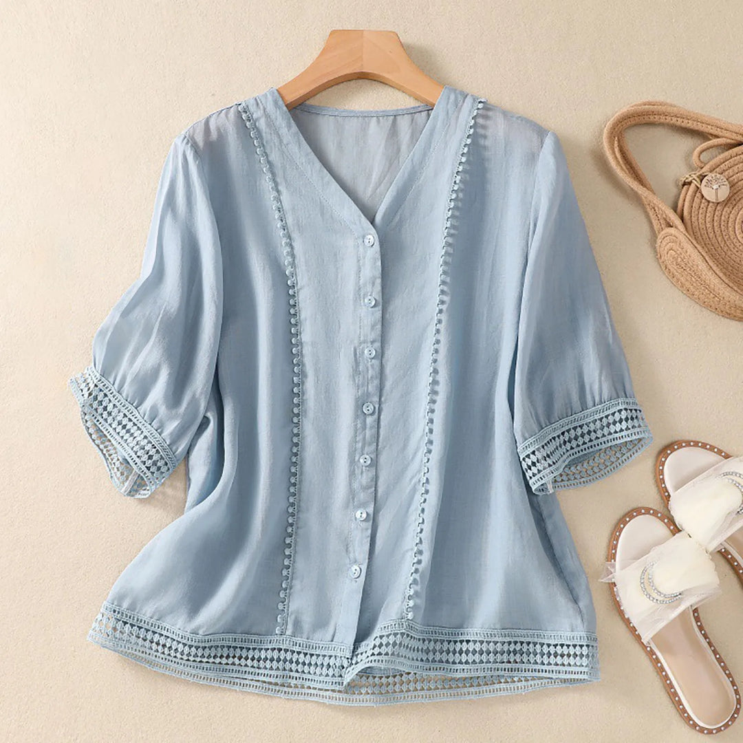 V-Neck Linen Blouse