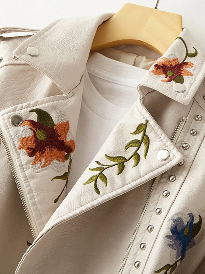 Embroidered Leather Jacket