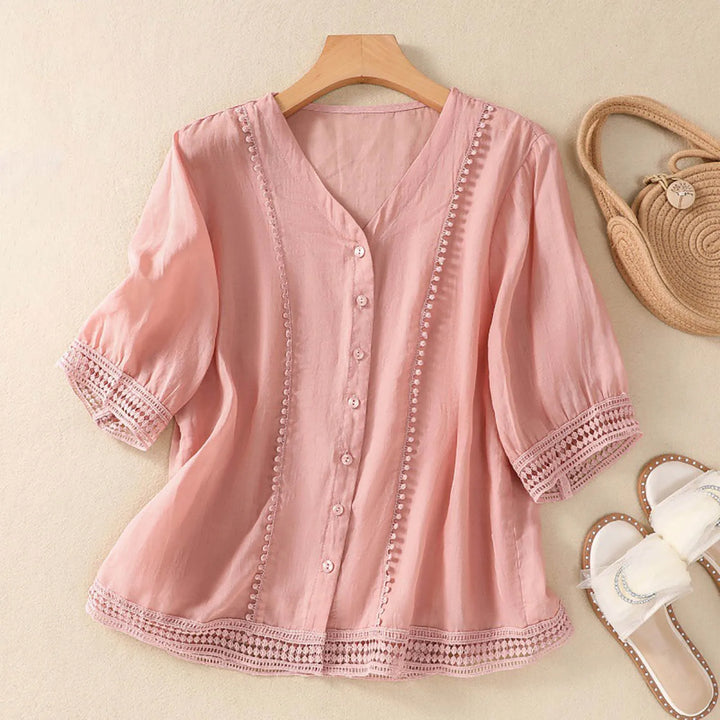 V-Neck Linen Blouse
