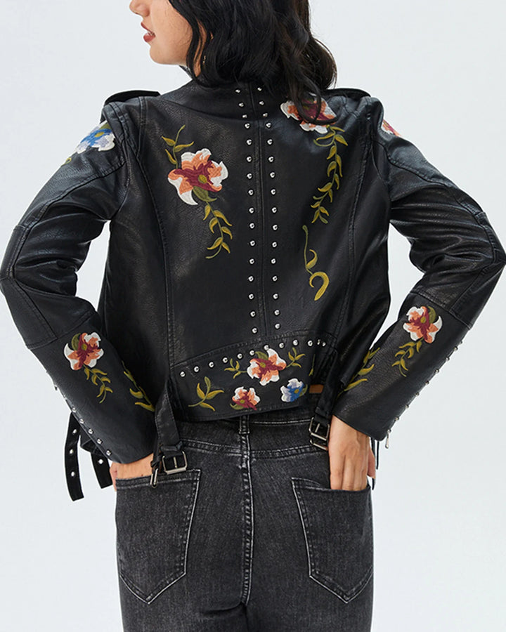 Embroidered Leather Jacket