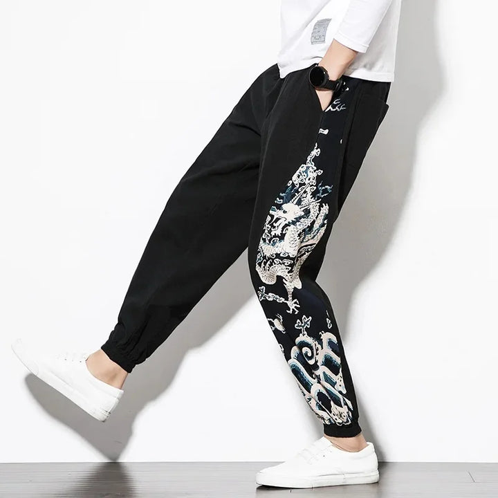 Printed Panel Pants