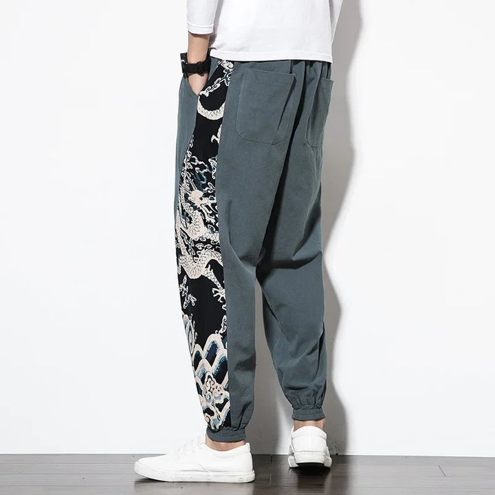 Printed Panel Pants