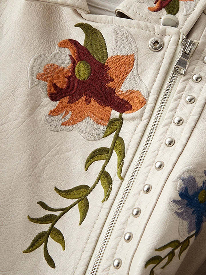 Embroidered Leather Jacket
