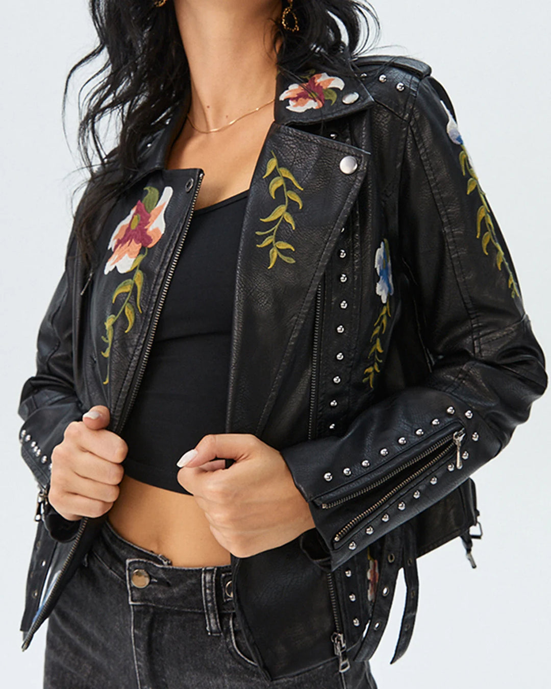 Embroidered Leather Jacket
