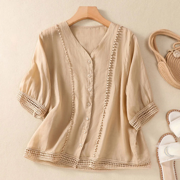 V-Neck Linen Blouse