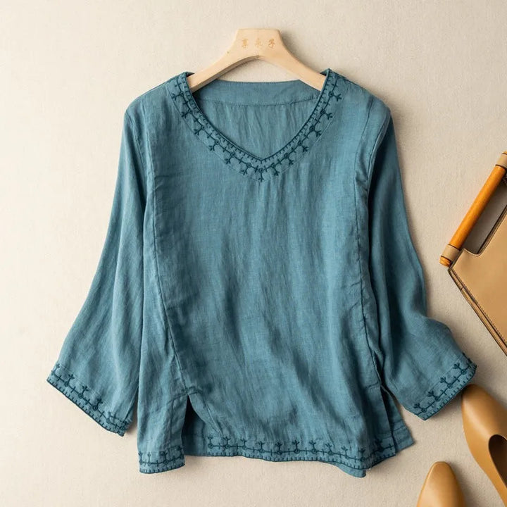 Linen Embroidery Blouse
