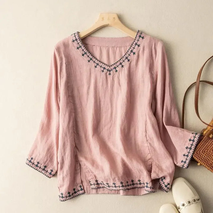Linen Embroidery Blouse