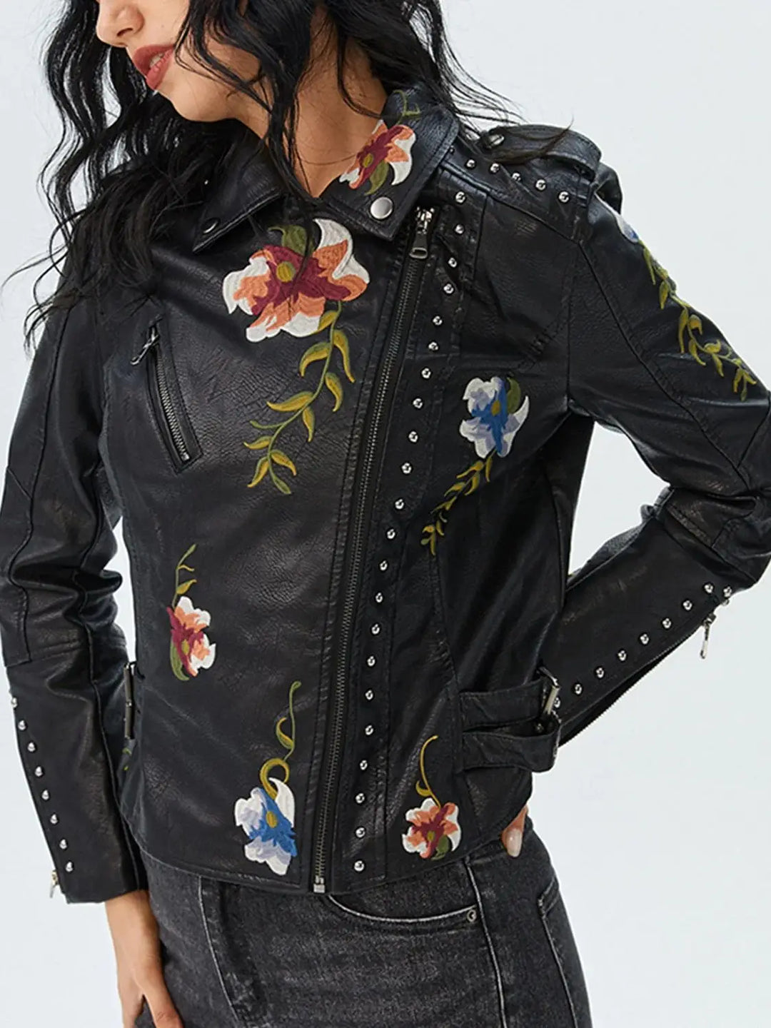 Embroidered Leather Jacket