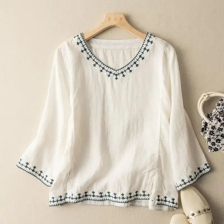 Linen Embroidery Blouse