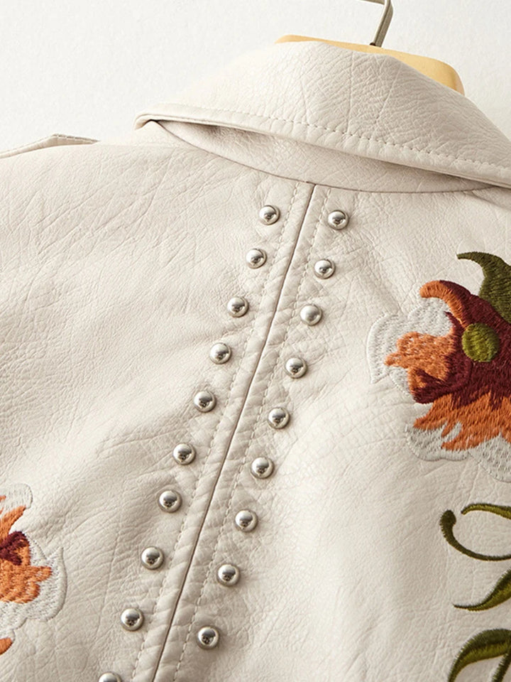 Embroidered Leather Jacket