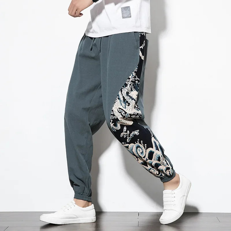 Printed Panel Pants