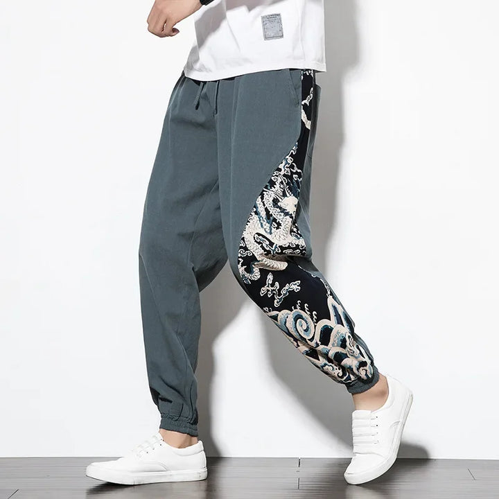 Printed Panel Pants
