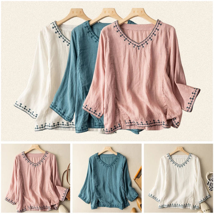 Linen Embroidery Blouse