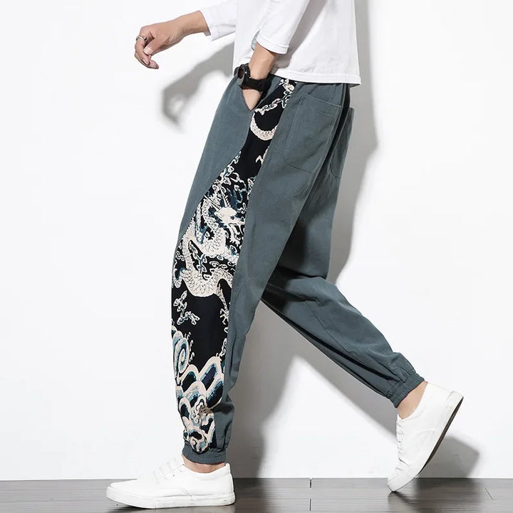Printed Panel Pants