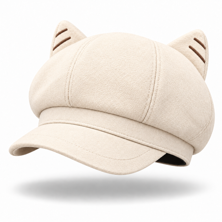 White cat-ear cap floating hero