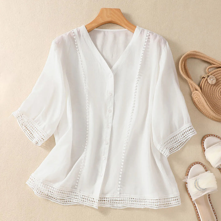 V-Neck Linen Blouse