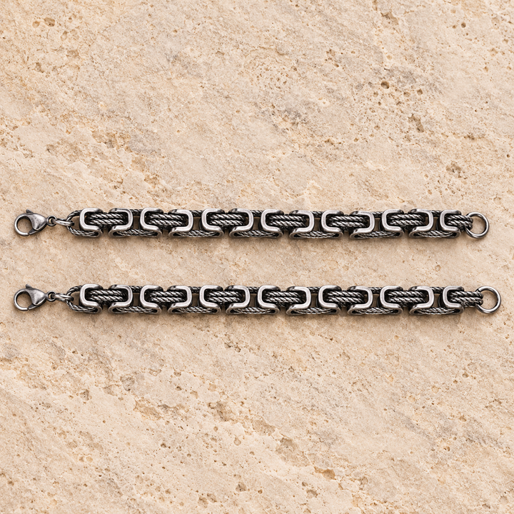 Gunmetal pair flat chain bracelet