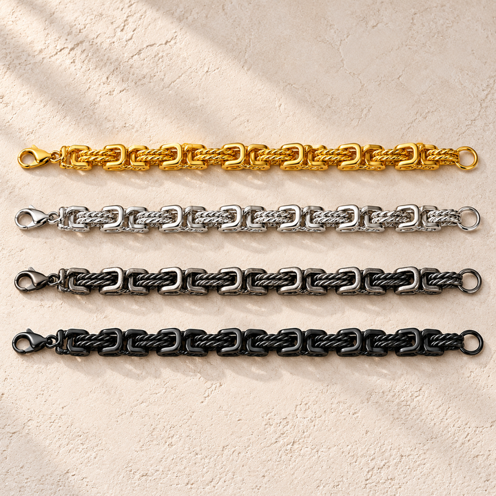 Mixed finishes flat chain bracelet