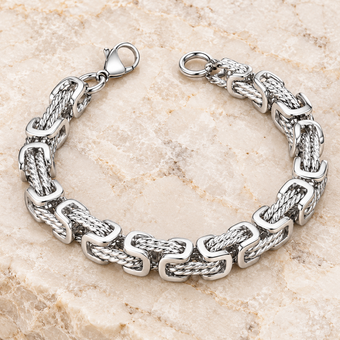 Silver open chain bracelet