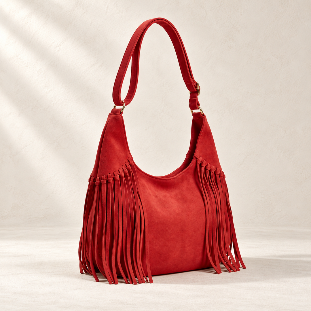 Fringe bag, red front view